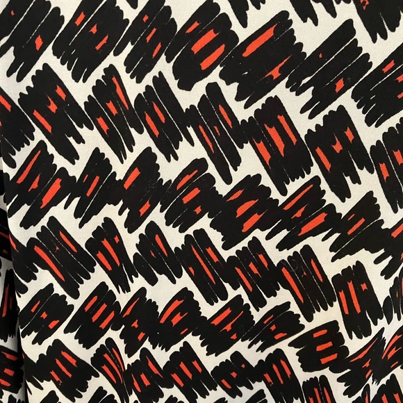 Tristan Abstract Black and Orange Wrap Dress - Picture 4 of 4